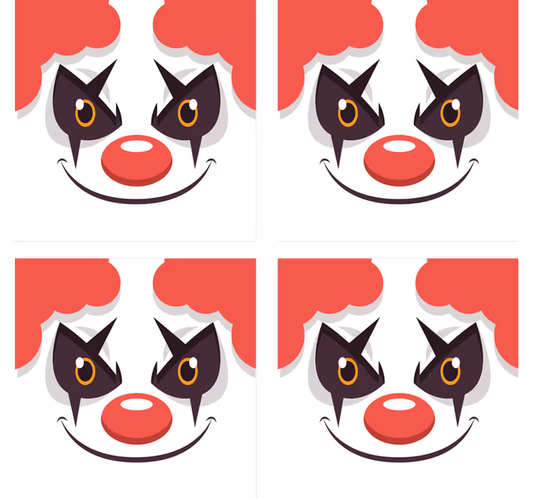 Geek coasters with fun clown face design - TenStickers