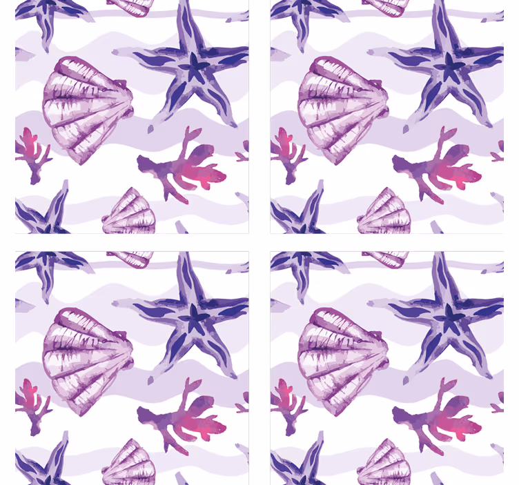 Texture coasters coastal shell designs - TenStickers