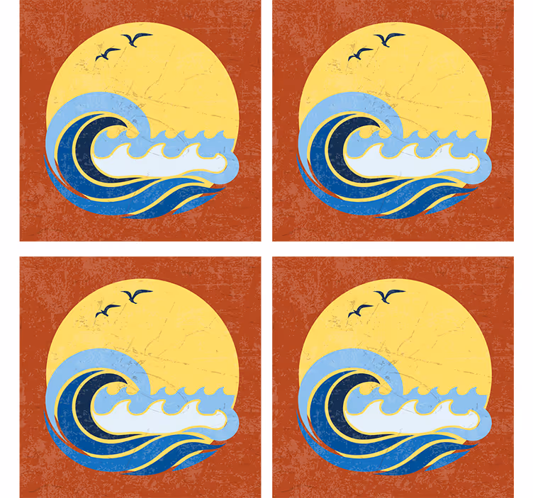 Geek coasters sunset waves design - TenStickers