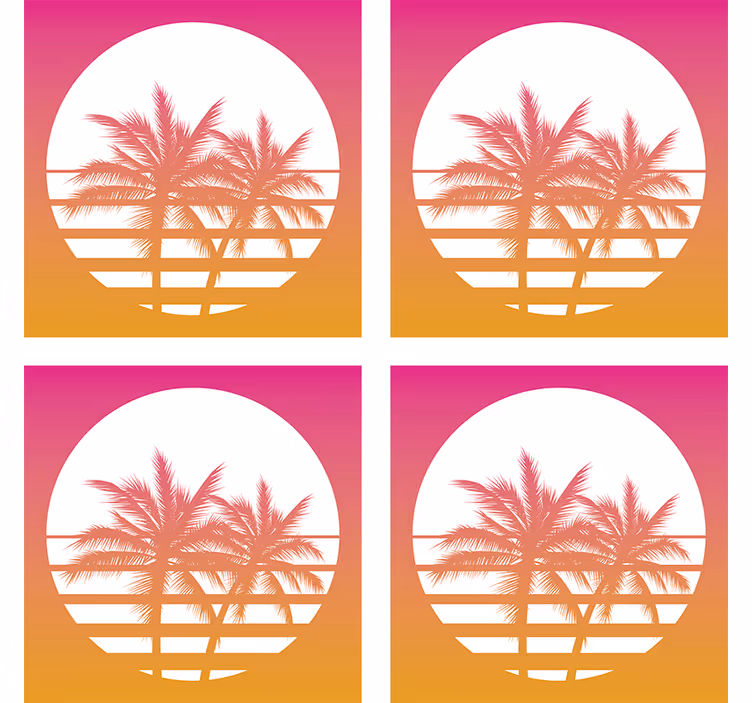 Palm trees on the sun 70s coasters - TenStickers
