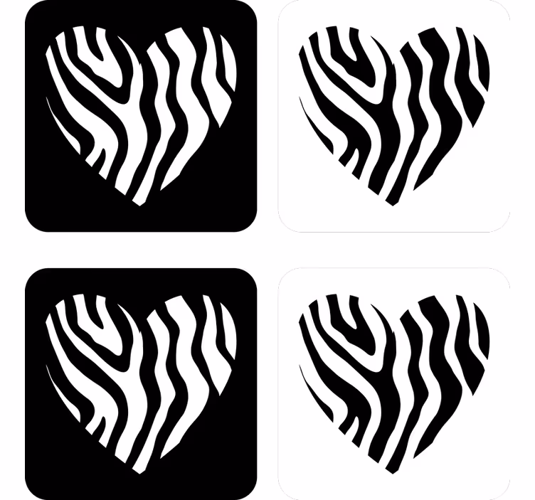 Geek coasters zebra pattern heart shape - TenStickers