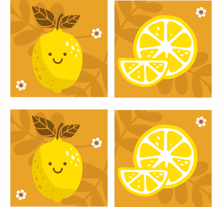 Geek coasters cheerful lemon and citrus - TenStickers