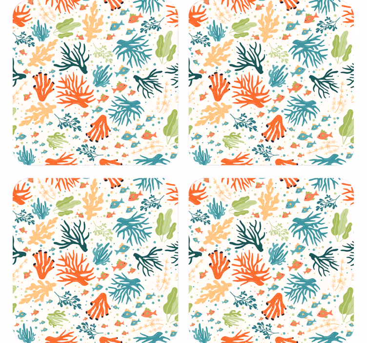 Texture coasters colorful coral patterns - TenStickers
