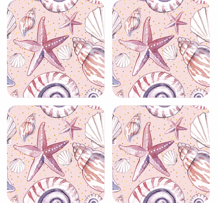 Geek coasters seashells and starfish design - TenStickers