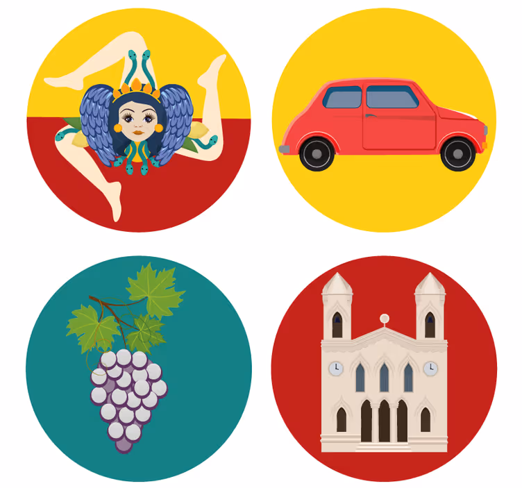 Modern coasters sicilian mythology grapes - TenStickers