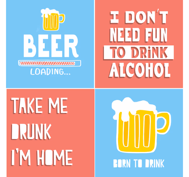 Beer mats with fun beverage quotes - TenStickers