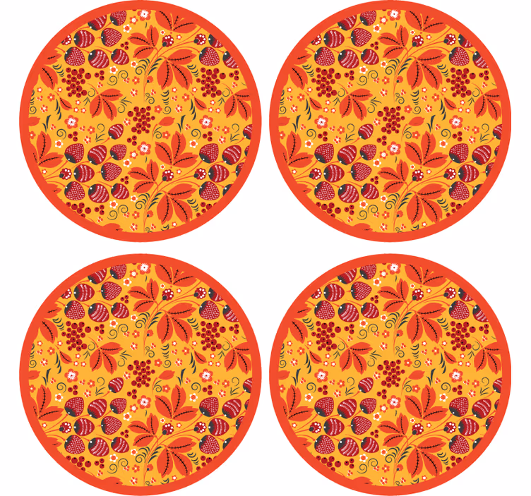Texture coasters with bright floral design - TenStickers