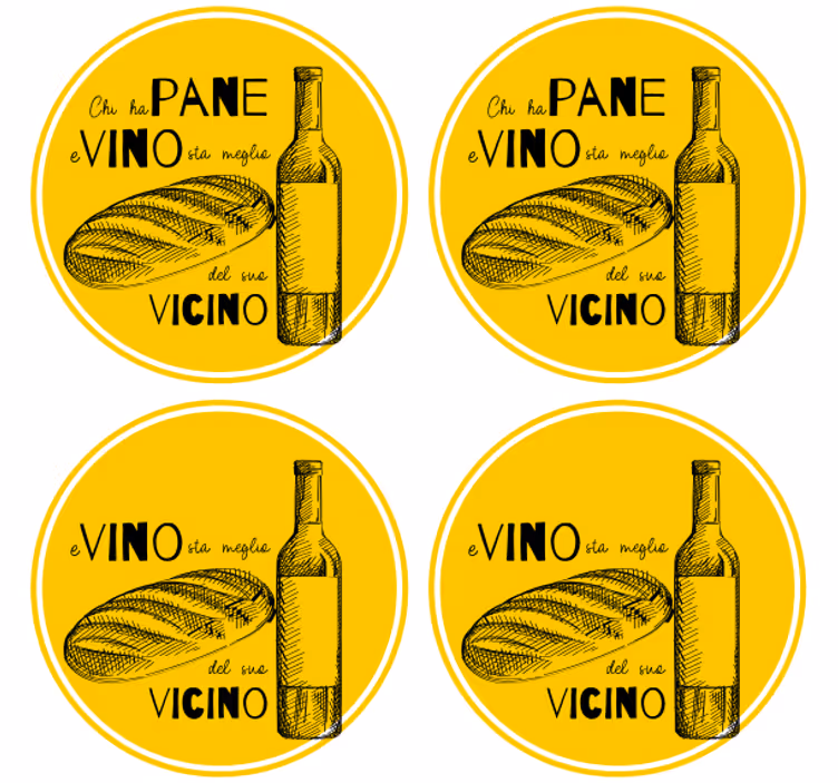 Personalisable coasters for wine and bread - TenStickers