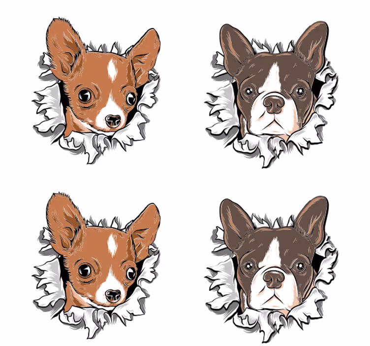 Geek coasters chihuahua and bulldog faces - TenStickers