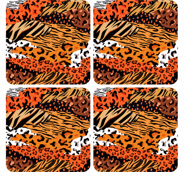 Texture coasters fierce animal designs - TenStickers