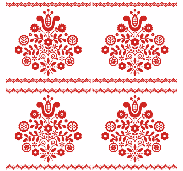 Texture coasters floral folk design - TenStickers