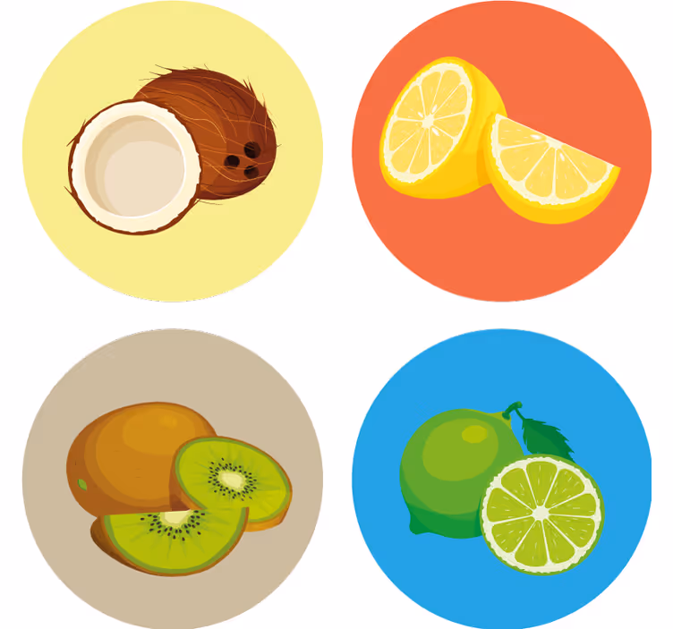 Modern coasters fruit illustrations collection - TenStickers