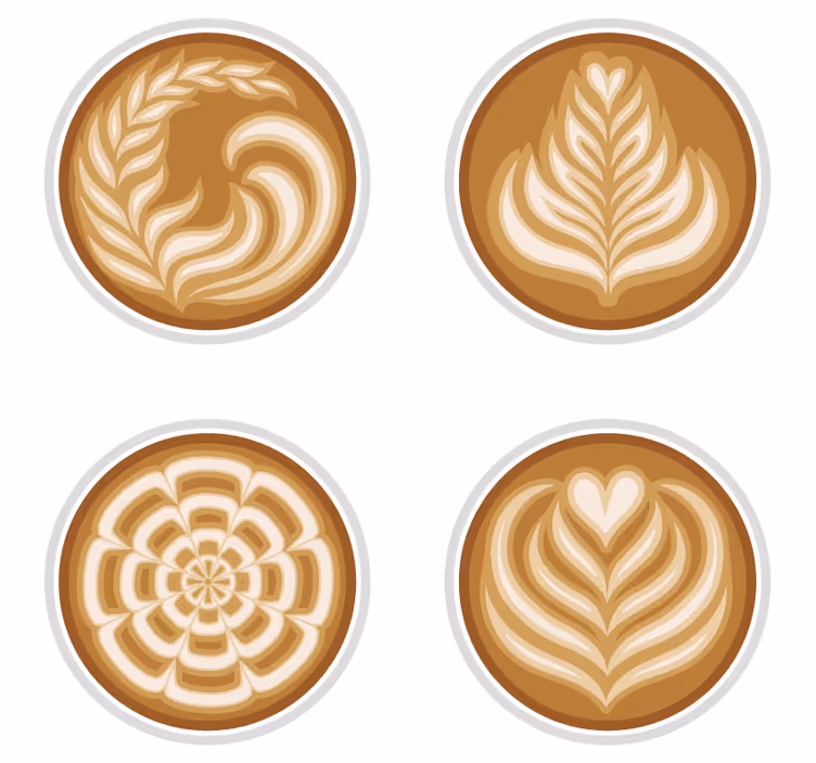 Geek coasters with latte art designs - TenStickers