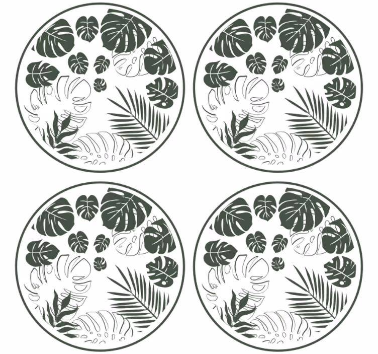Texture coasters lush greenery circle design - TenStickers