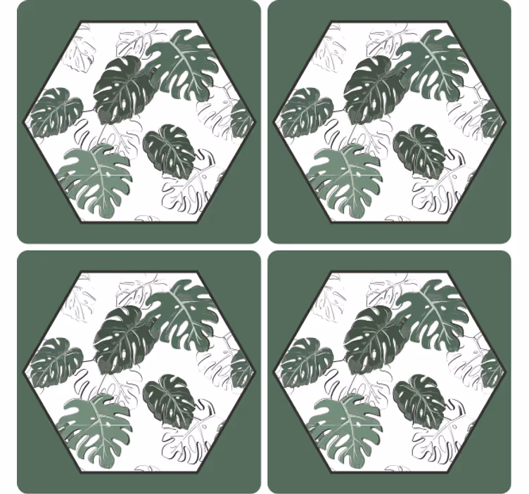Texture coasters hexagonal leaf design - TenStickers