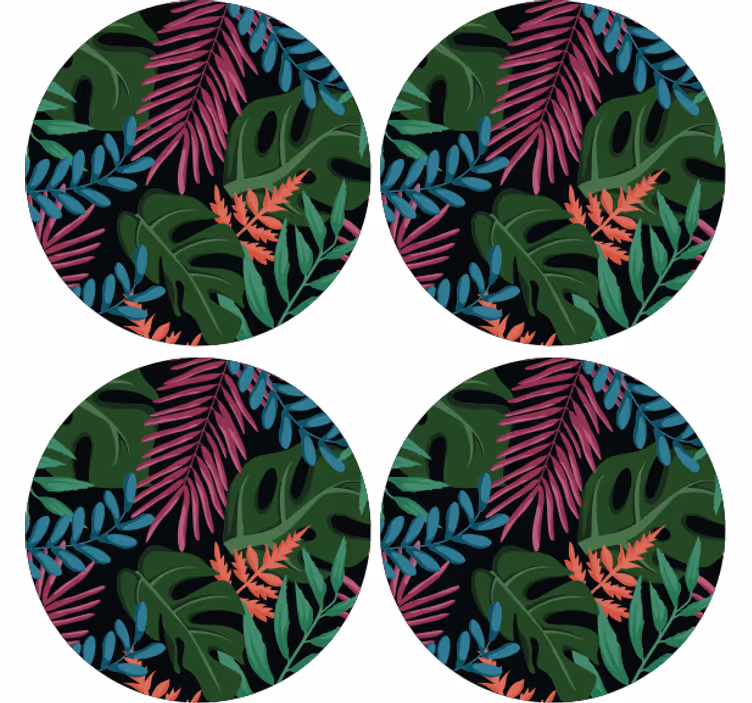 Texture coasters tropical leaf designs - TenStickers