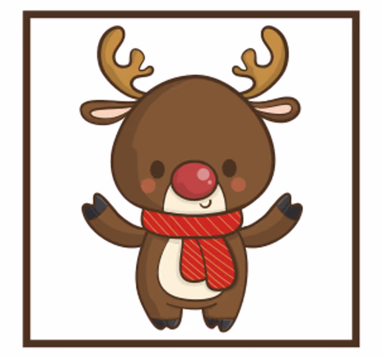 Christmas coasters featuring joyful reindeer with scarf - TenStickers
