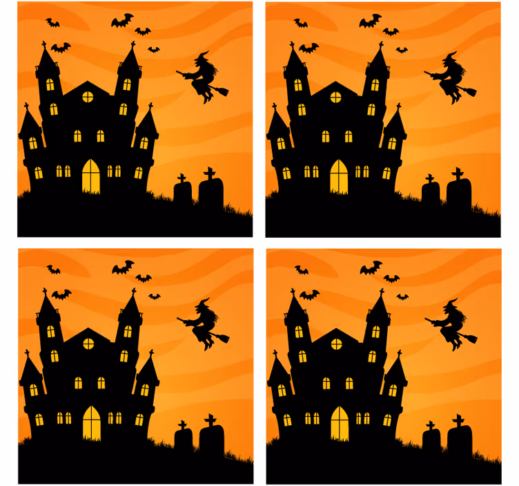 Halloween coaster haunted house shadow - TenStickers