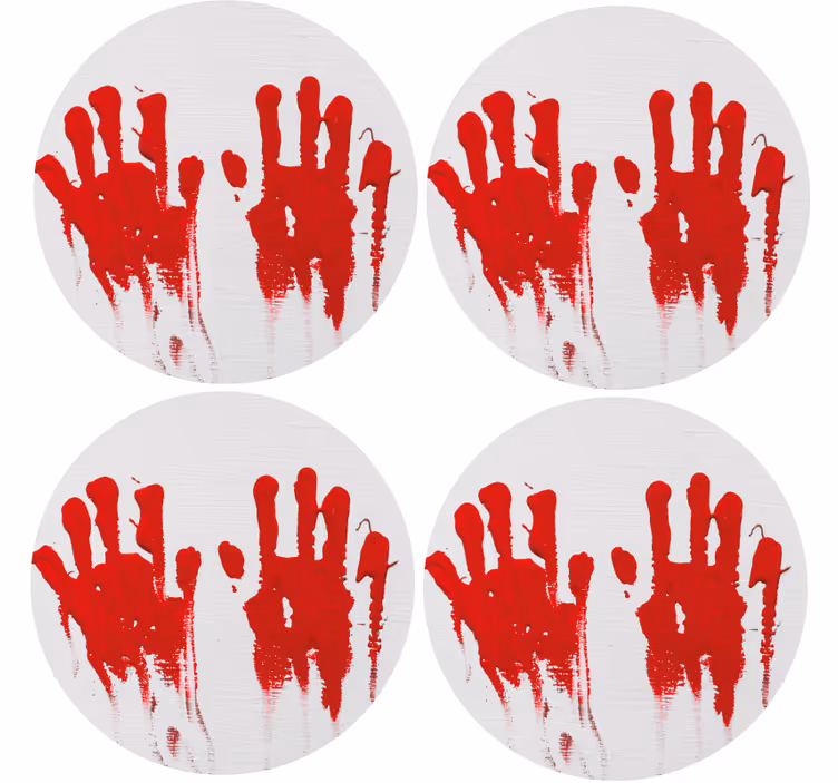 Halloween coaster red handprint design - TenStickers