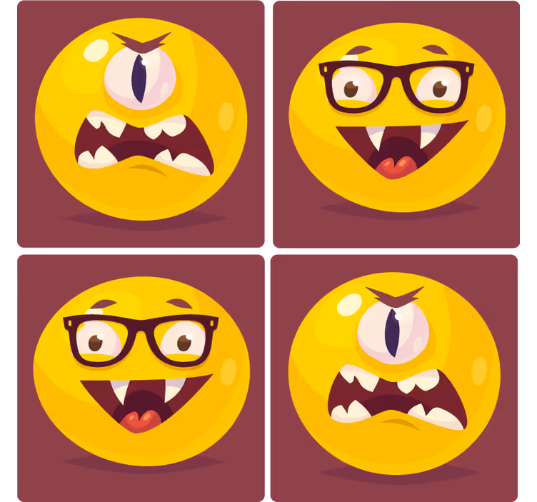 Geek coasters with playful smiley faces - TenStickers