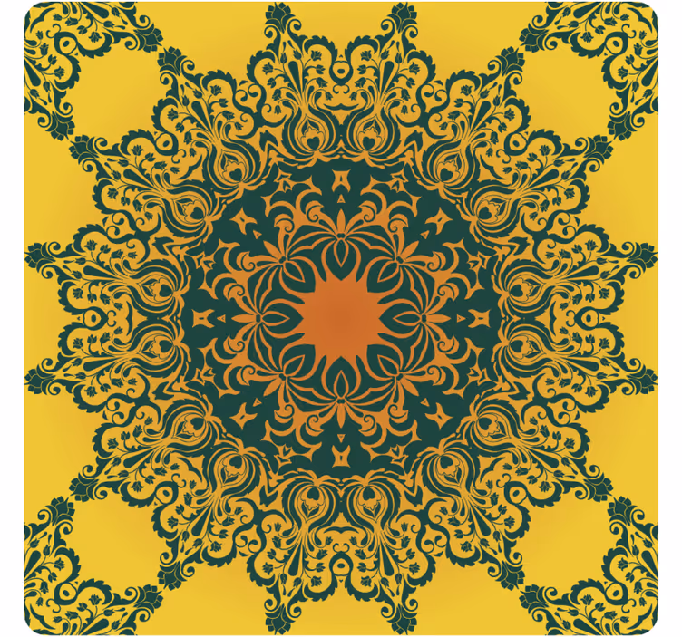 Texture coasters ornate yellow design - TenStickers