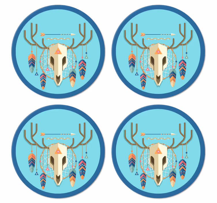 Skull boho style modern coaster - TenStickers