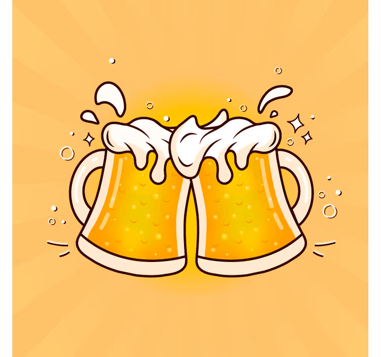 Beer mats cheers with beer mugs - TenStickers