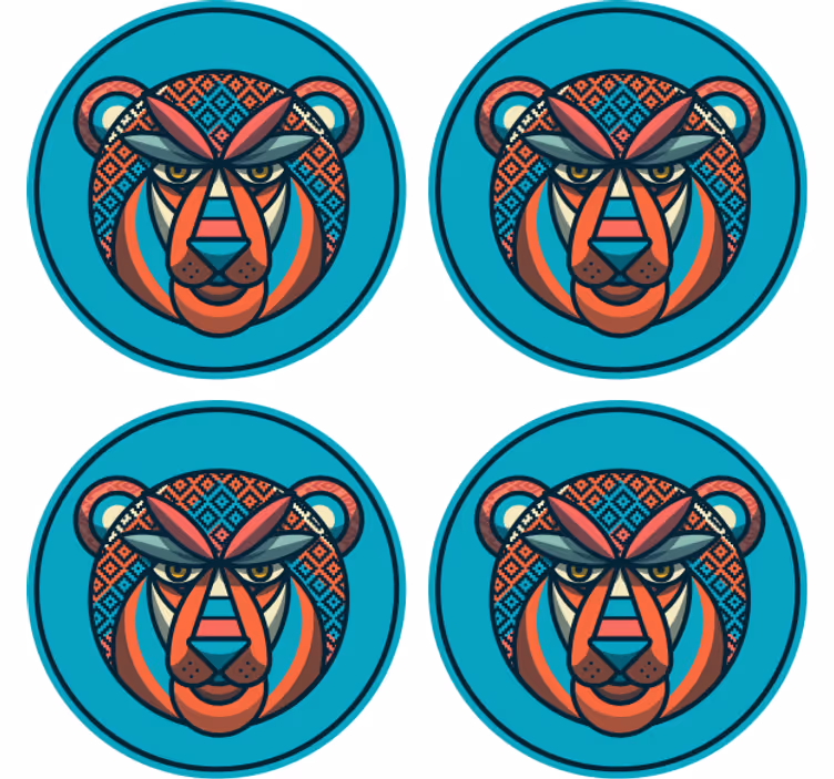 Modern coasters with tribal animal design - TenStickers