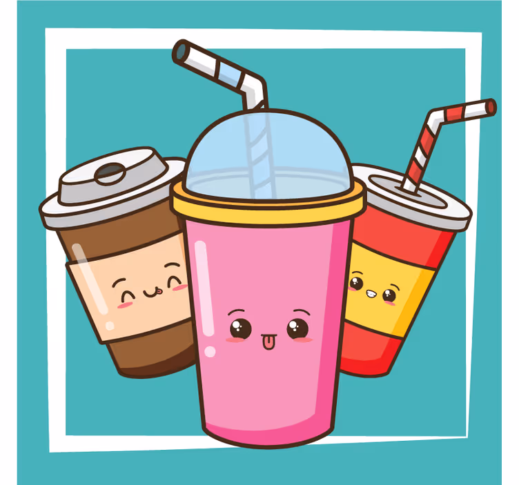 Geek coasters featuring fun drink characters - TenStickers