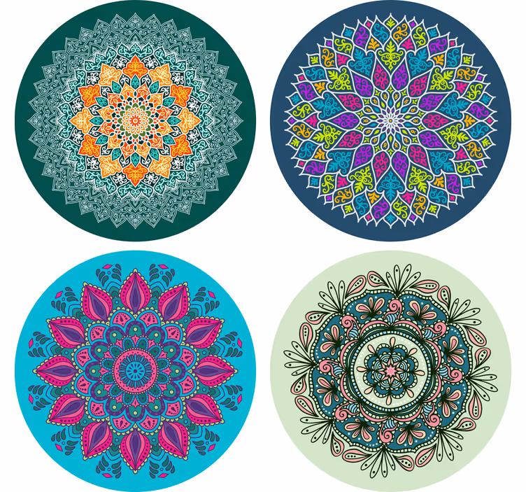 Texture coasters with intricate mandala designs - TenStickers