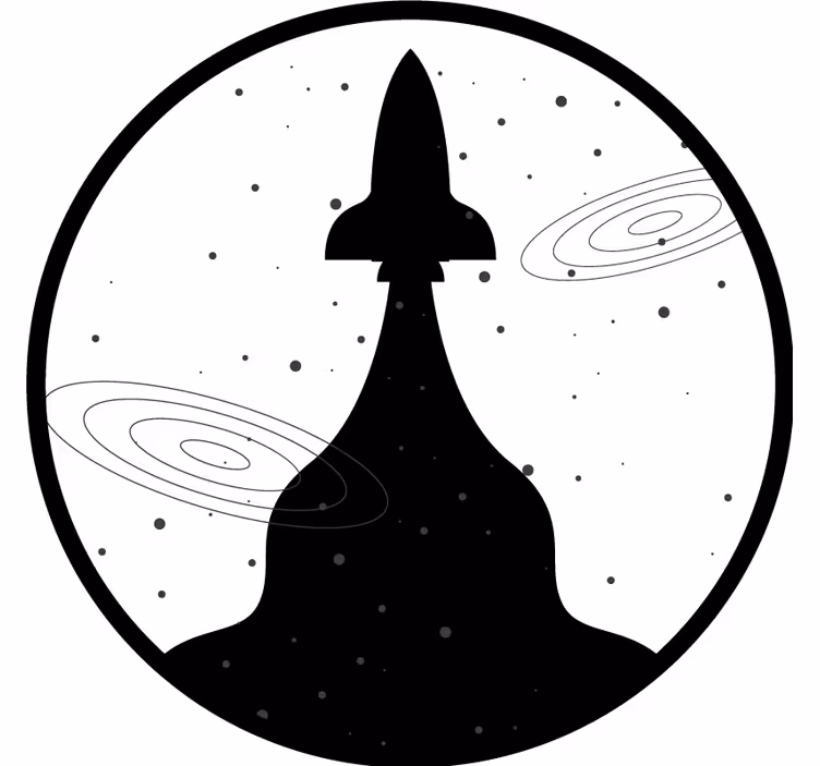 Geek coasters rocket silhouette with stars - TenStickers