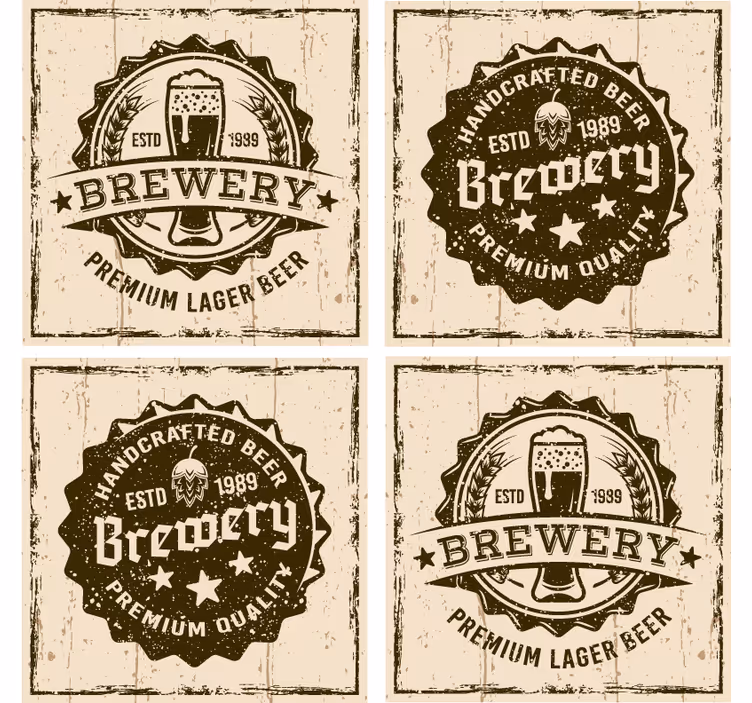 Beer mats vintage brewery badge design - TenStickers