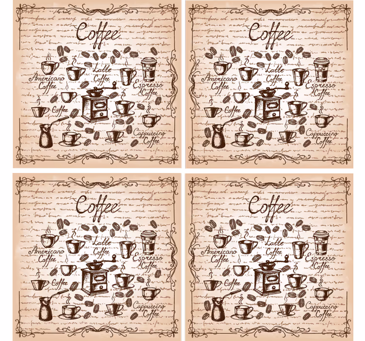 Personalisable coasters coffee types illustration - TenStickers