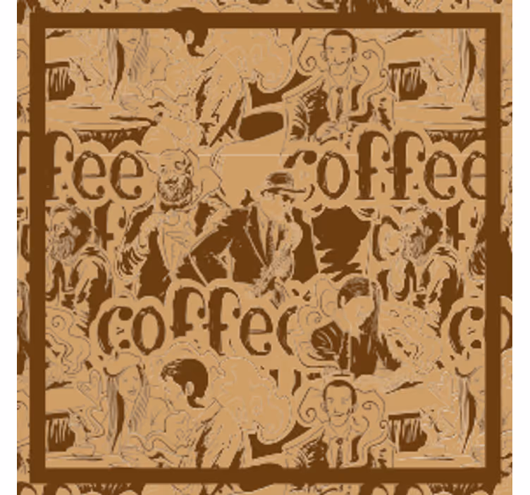 Texture coasters with vintage coffee characters - TenStickers