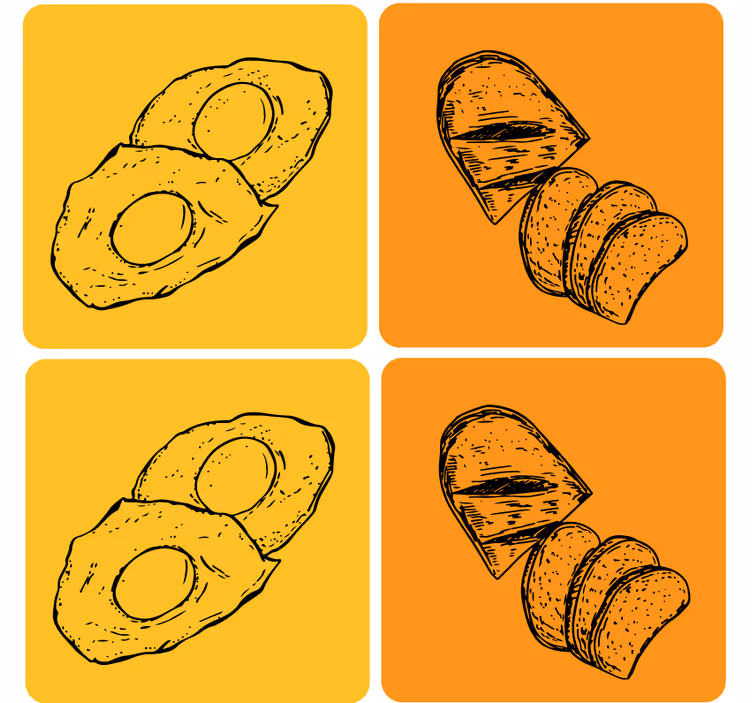 Modern coasters sliced avocado and bread design - TenStickers