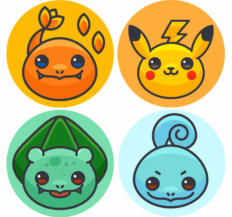 Geek coasters featuring adorable cartoon characters - TenStickers