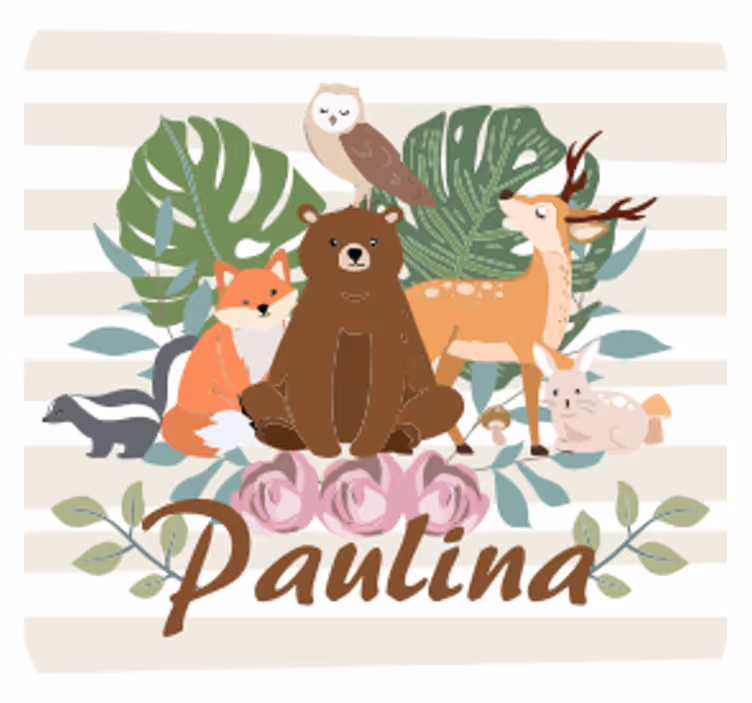 Personalisable coasters cute animal gathering - TenStickers