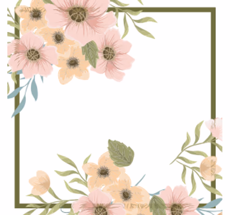 Modern coasters with floral border frame design - TenStickers