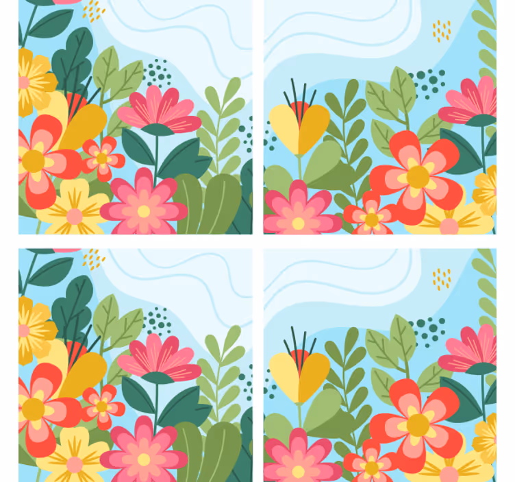 Modern coasters lively blossom arrangement - TenStickers