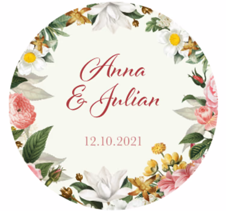 Wedding coasters floral wedding personalized - TenStickers