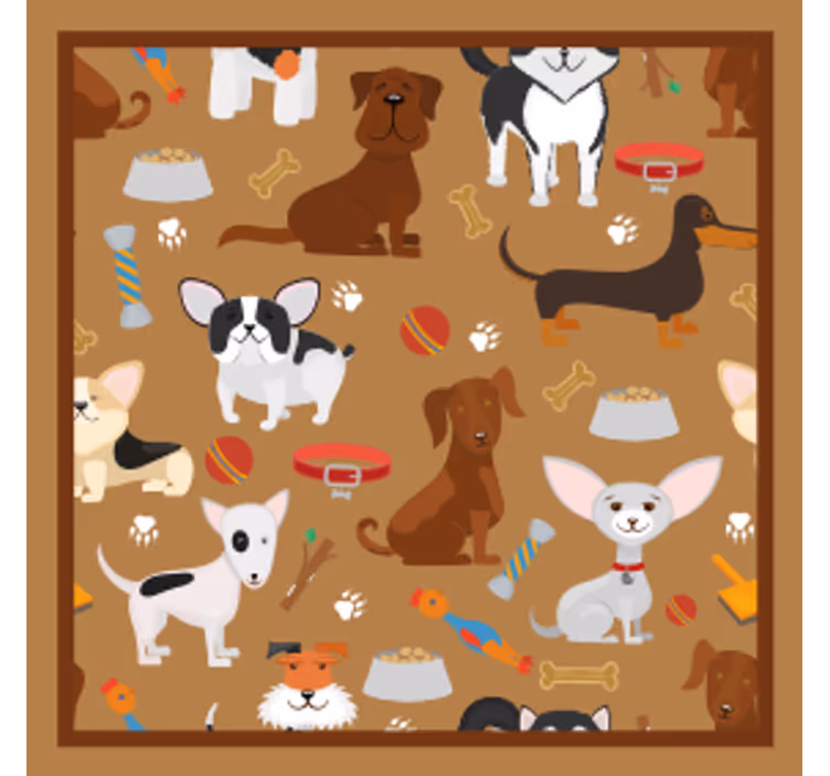 Modern coasters with playful dog designs - TenStickers