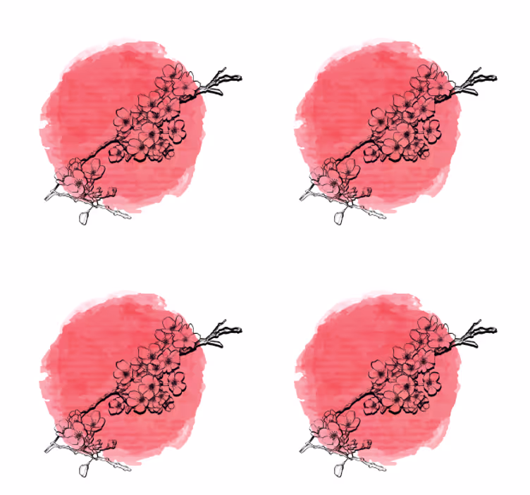 Texture coasters floral outline on pink - TenStickers