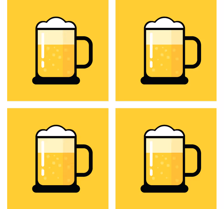 Beer mats yellow beer mug illustration - TenStickers