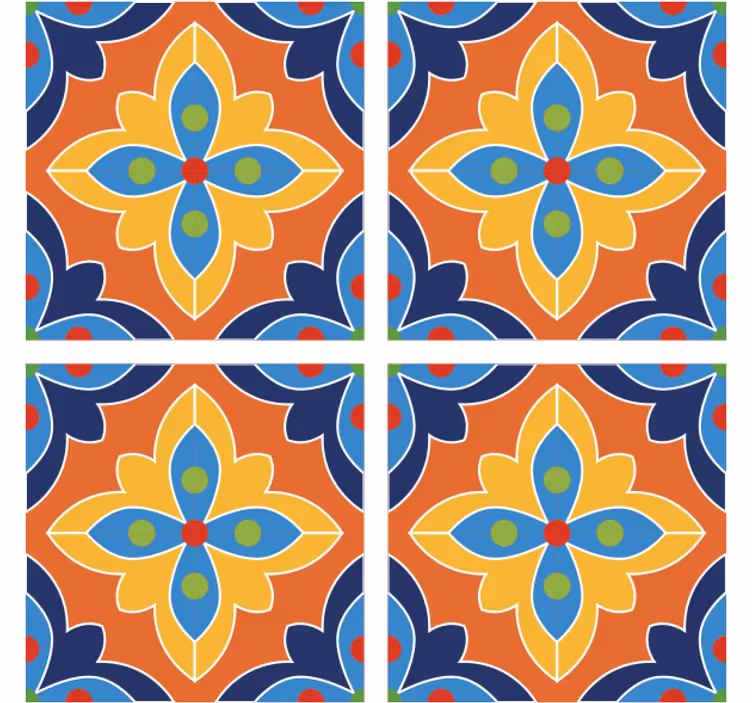 Texture coasters vibrant floral design - TenStickers