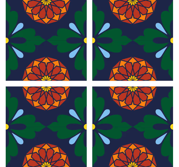 Vibrant botanical print tile coasters - TenStickers