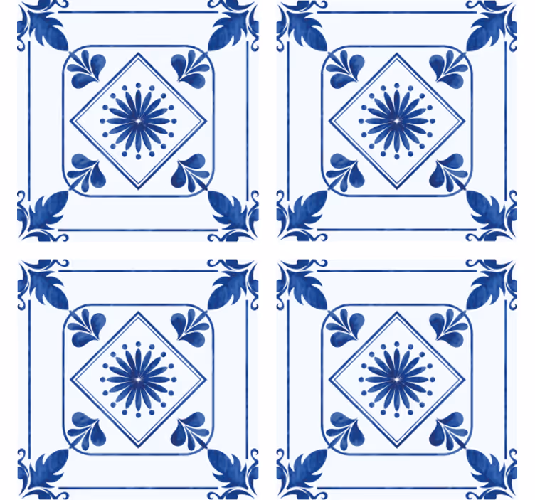 Tile coasters elaborate floral design - TenStickers