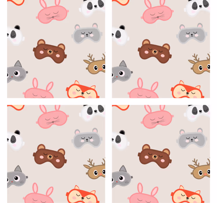 Geek coasters adorable animal faces set - TenStickers