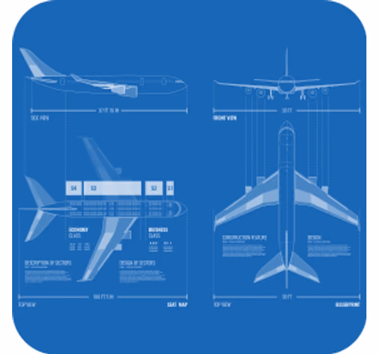Geek coasters airplane blueprint design - TenStickers