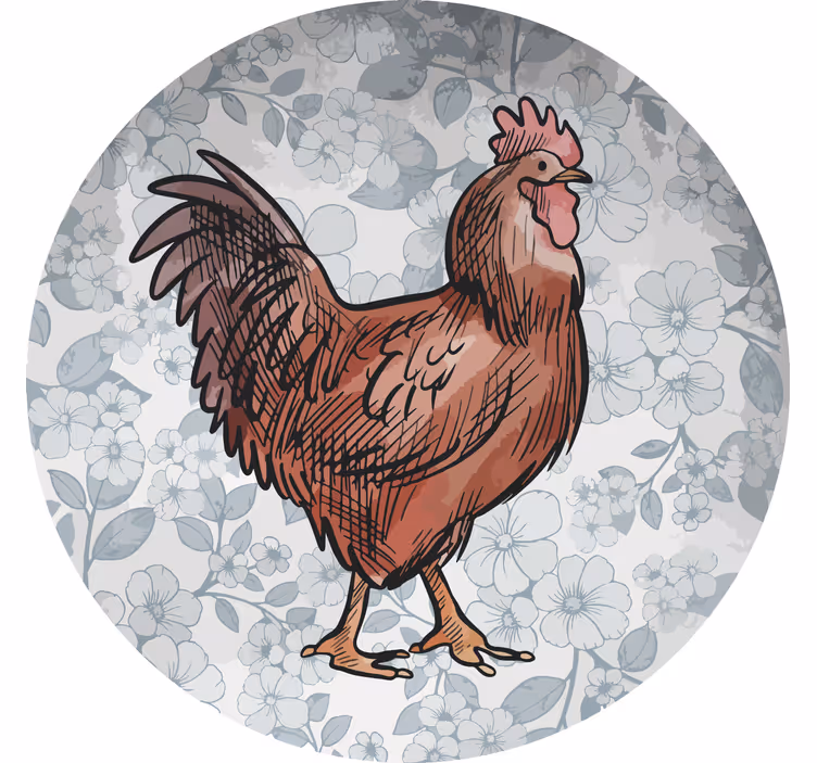 Modern coasters with floral chicken design - TenStickers