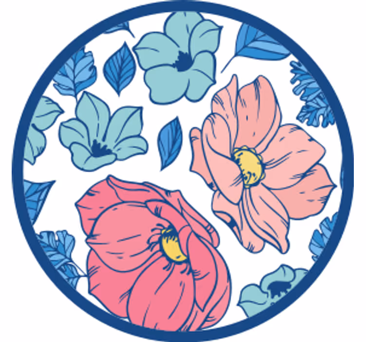 Modern coasters floral pattern circle - TenStickers